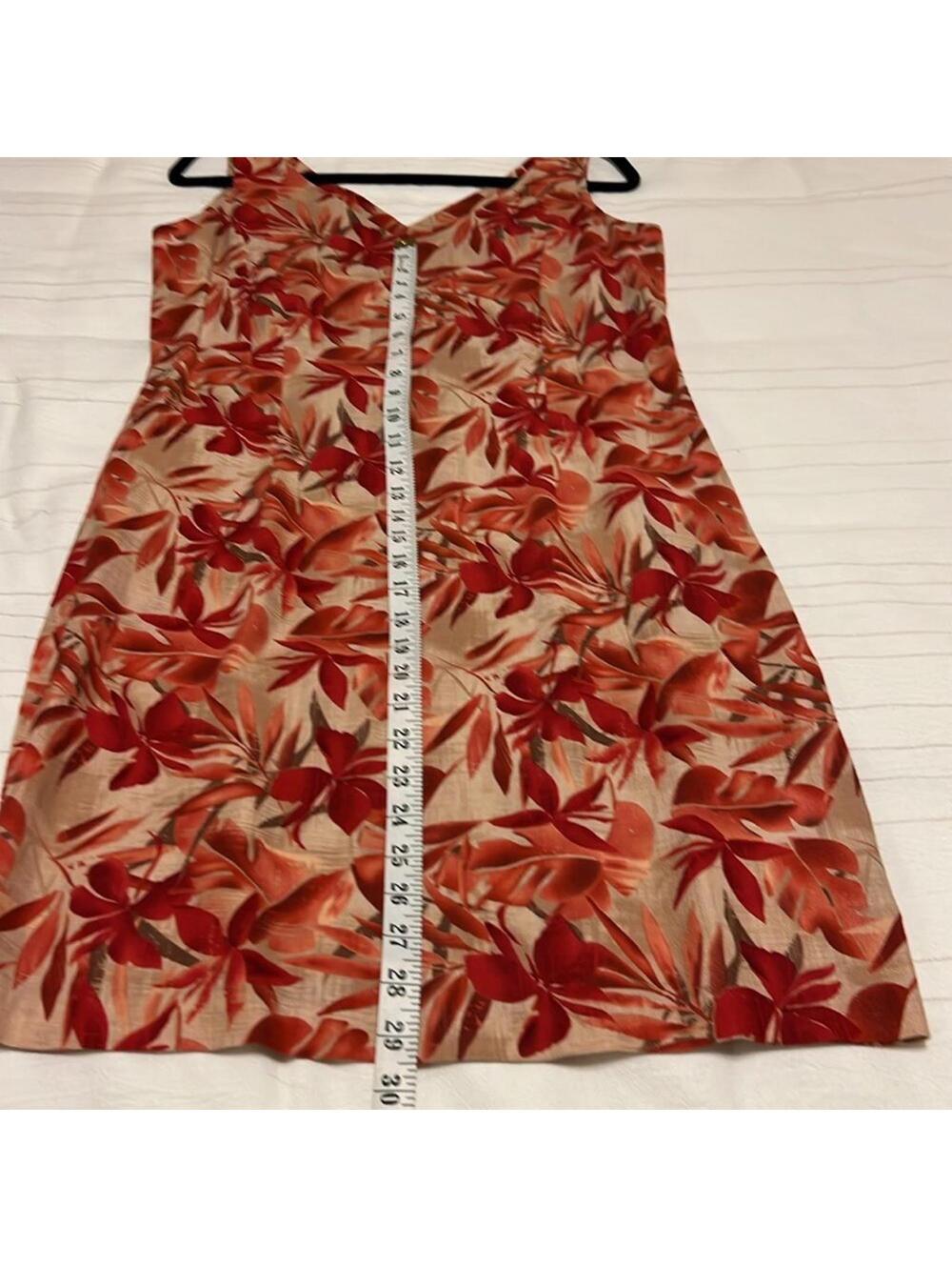 Studio Ease Linen Blend Tropical Floral Shift Dress Coral Red Size 10 - Picture 4 of 5